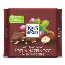 Ritter Sport Rozijn Hazelnoot Chocolate 100G