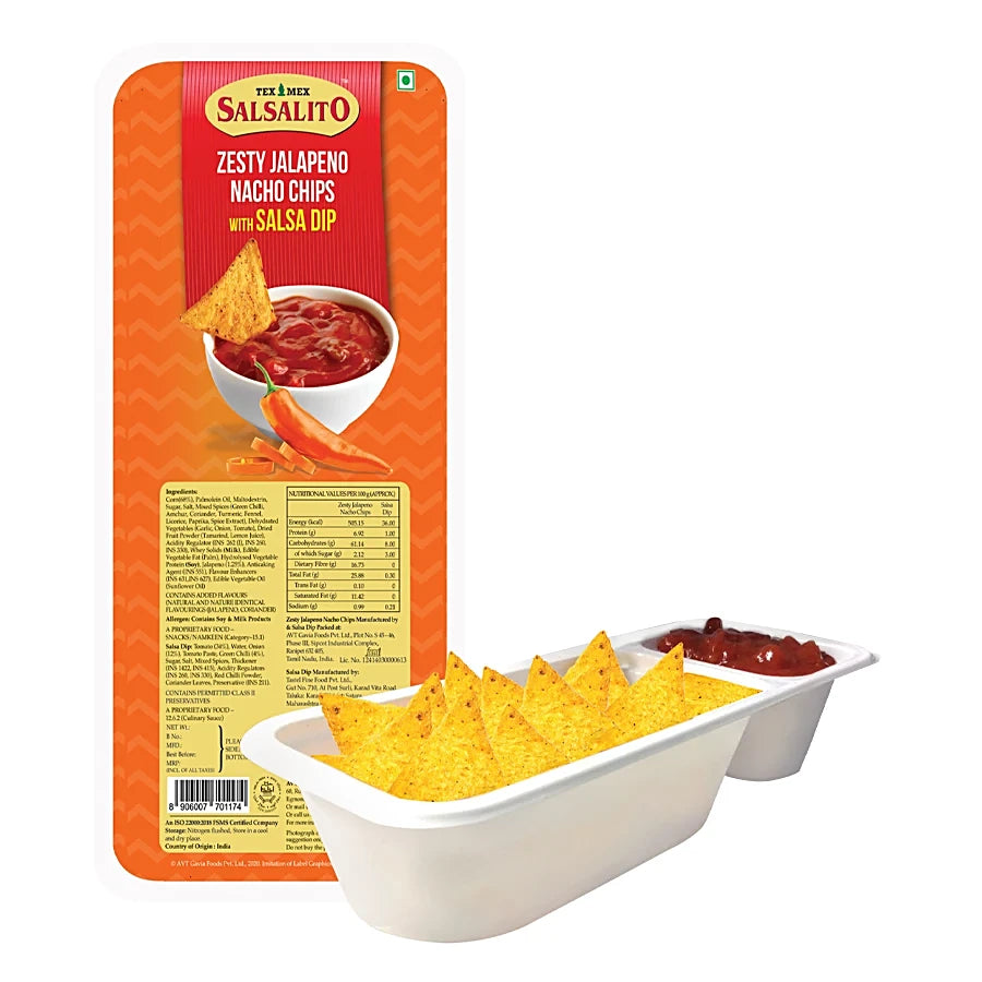 Salsalito Jalapino Nachos with Dip 70G