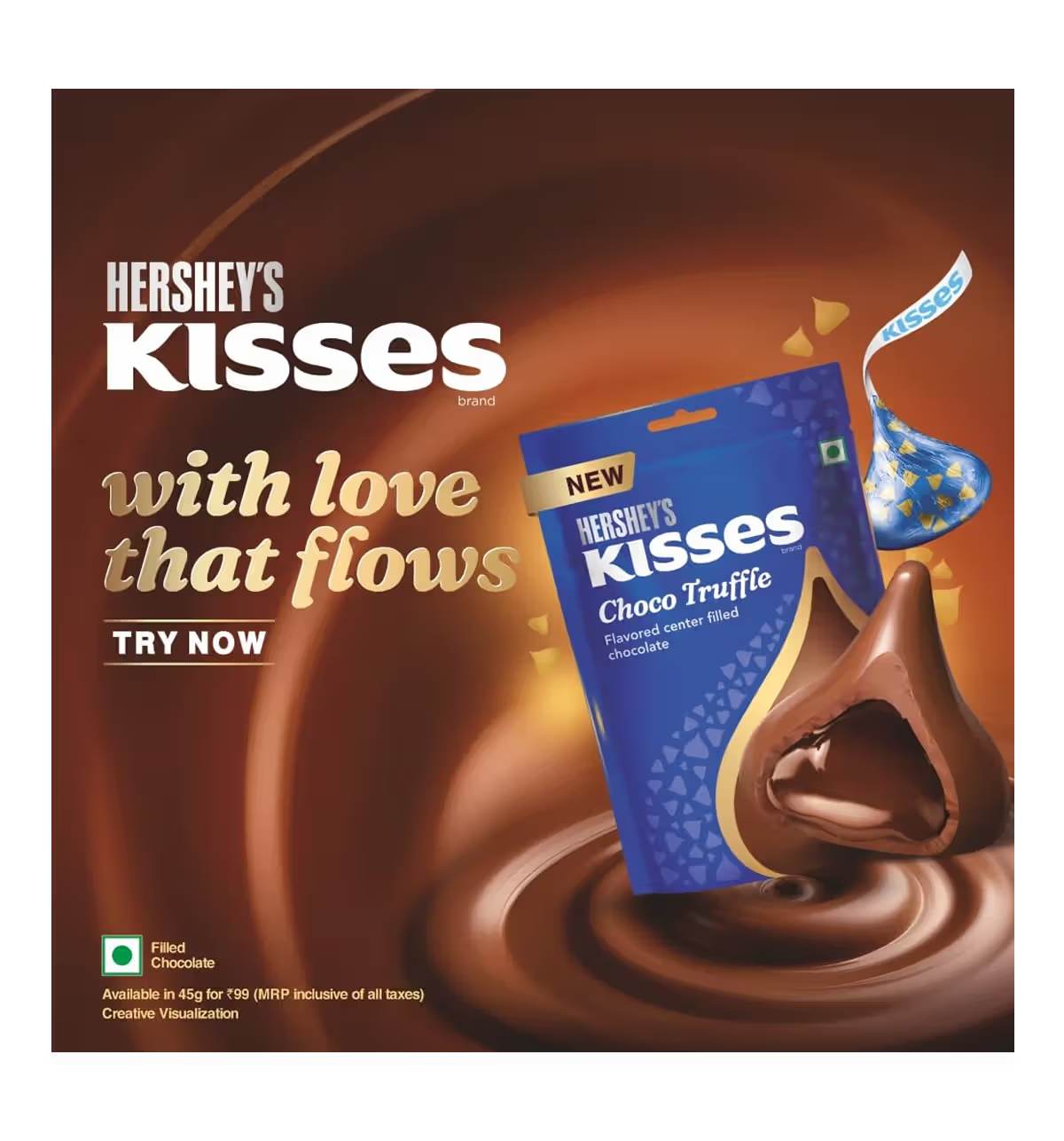 Hsy Kisses Choco Truffle 45g (8901071705028)